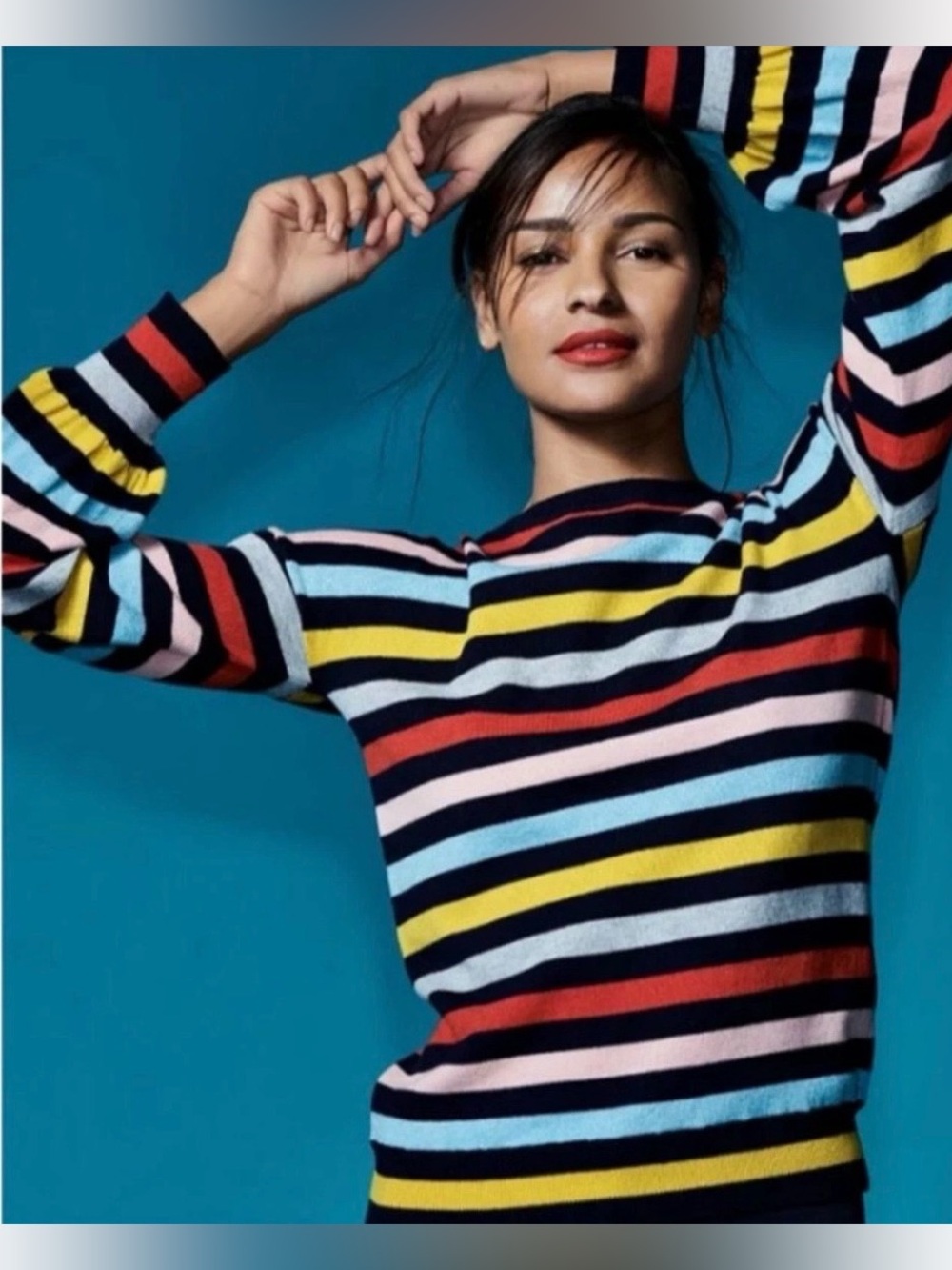 Boden Striped Wool Blend Sweater Women S Muriel Multi Puff Sleeve Knit Preppy
